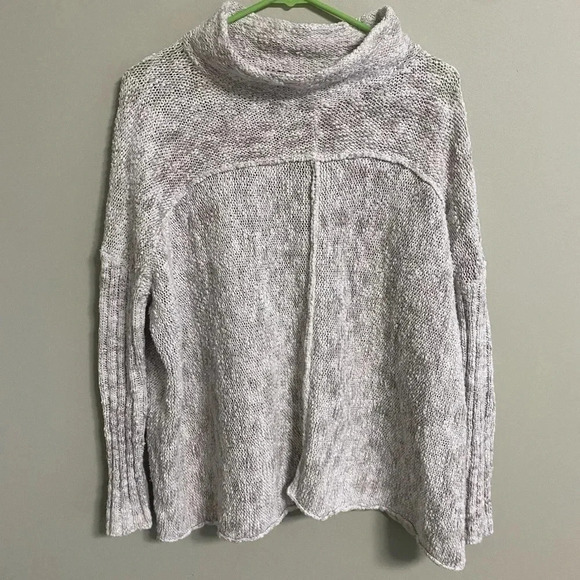 Free People Marled Knit Sweater Cream Tan Size XS Oversized Cowl Neck - Picture 1 of 7